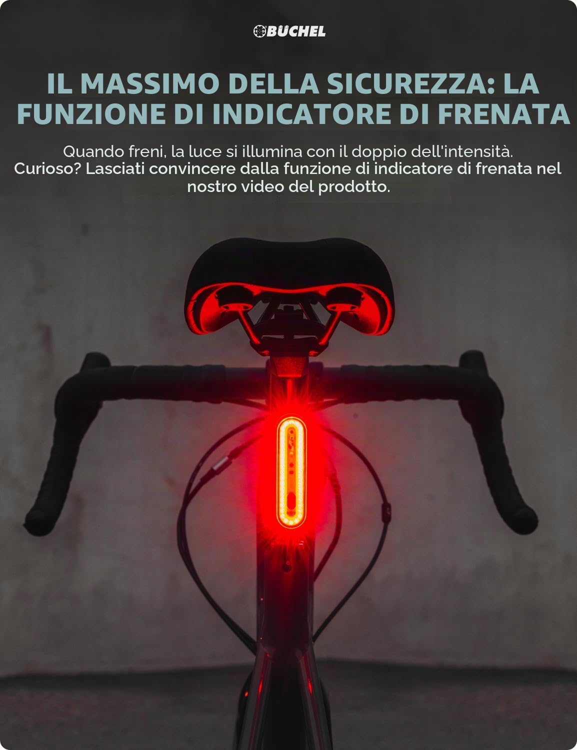 Büchel - Fanale posteriore per bicicletta a LED, ricaricabile, omologato StVZO, fanale posteriore per bicicletta, fanale posteriore per bicicletta