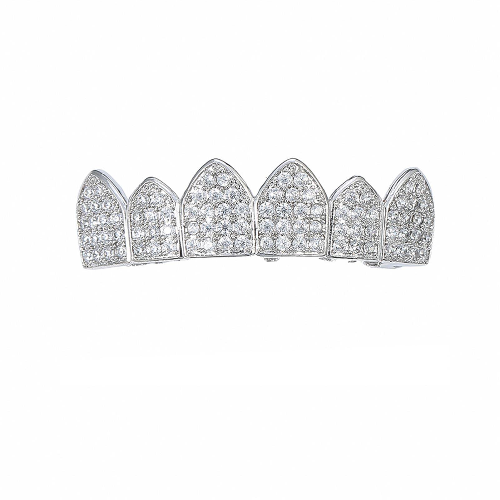 Hip Hop Teeth Grillz Iced Out Zircon Vampire Grills Top Bottom Grill zestaw dla mężczyzn kobiet
