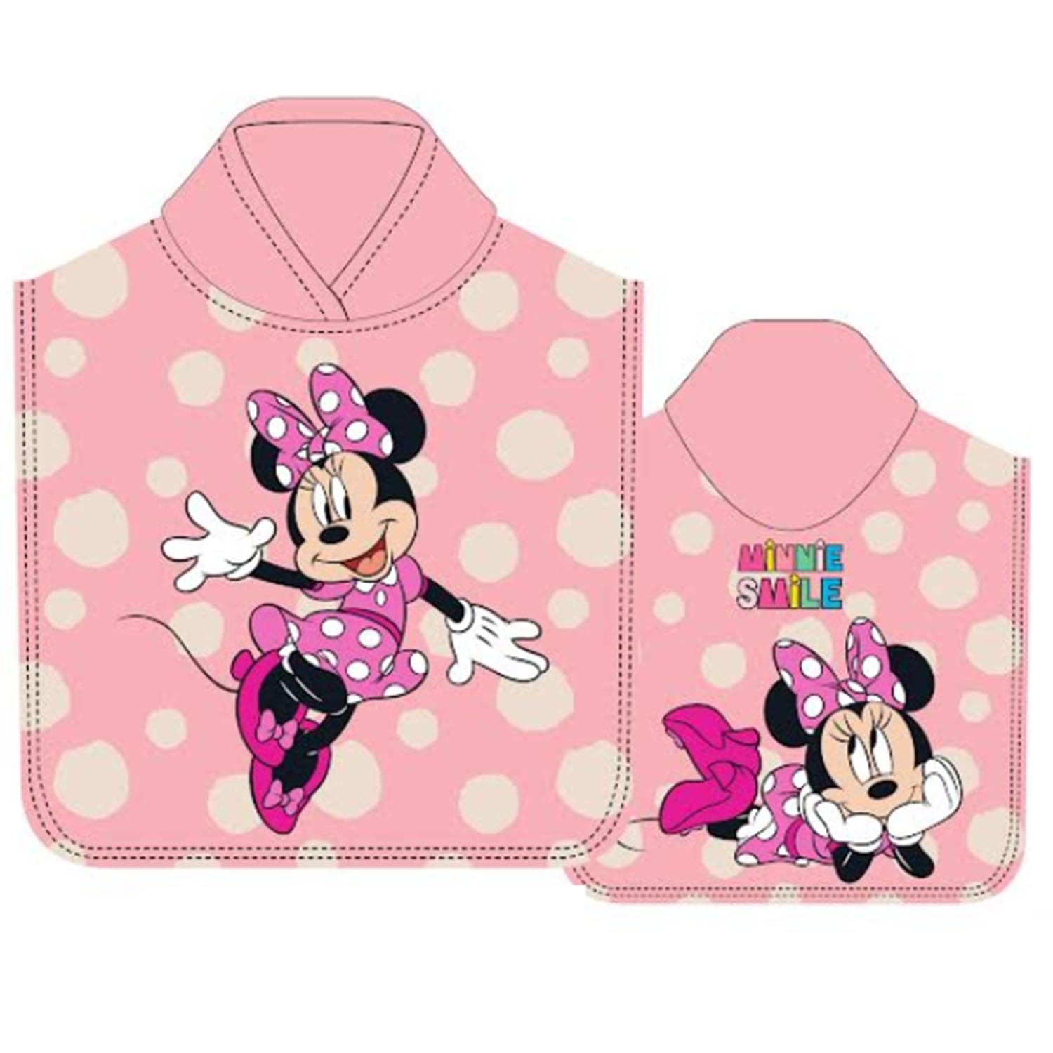 various various Poncho Toalla de niño Infantil de baño y Playa con Capucha Licencia Oficial Disney (Niña Minnie H)
