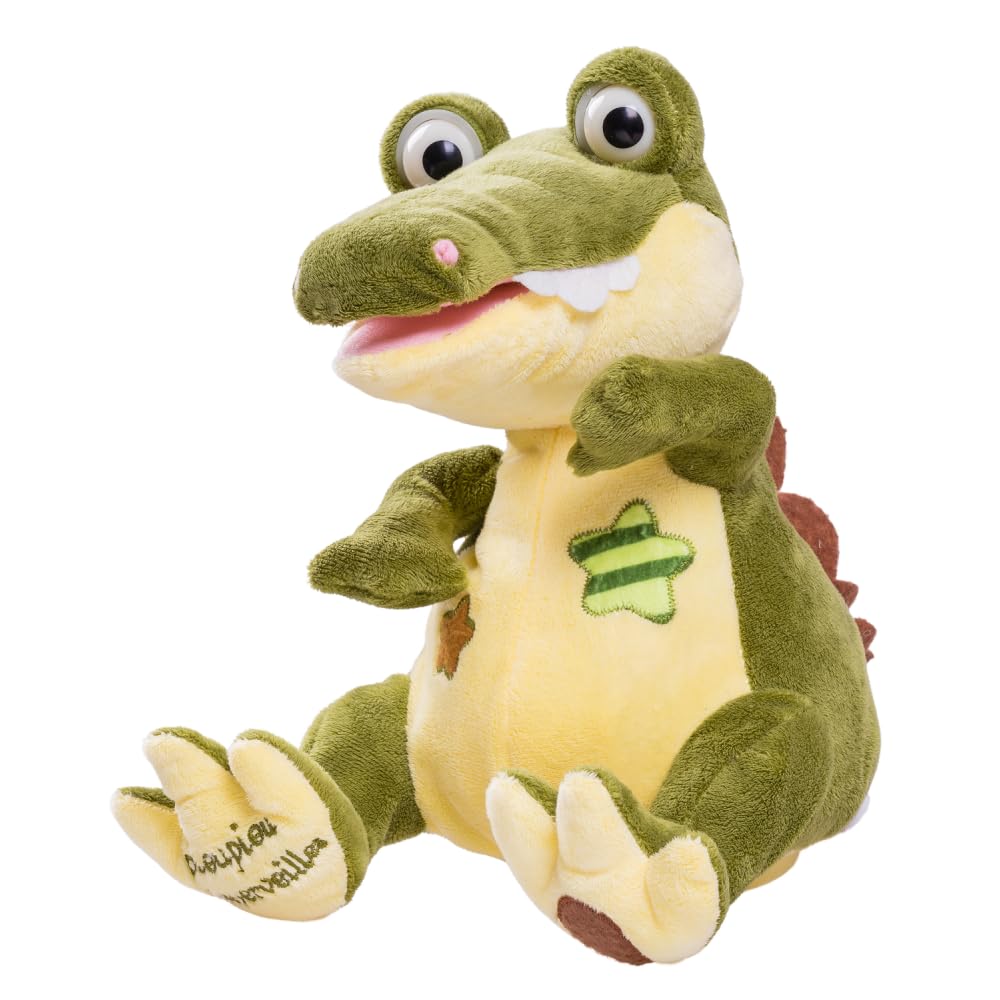 Pioupiou et Merveilles - Paulo Le Croco - Crocodile interractif Qui Chante et Danse - avec Une Pression sur la Pate il démarre à Chanter - Bouton on/Off - Peluche pour Enfant - 16155