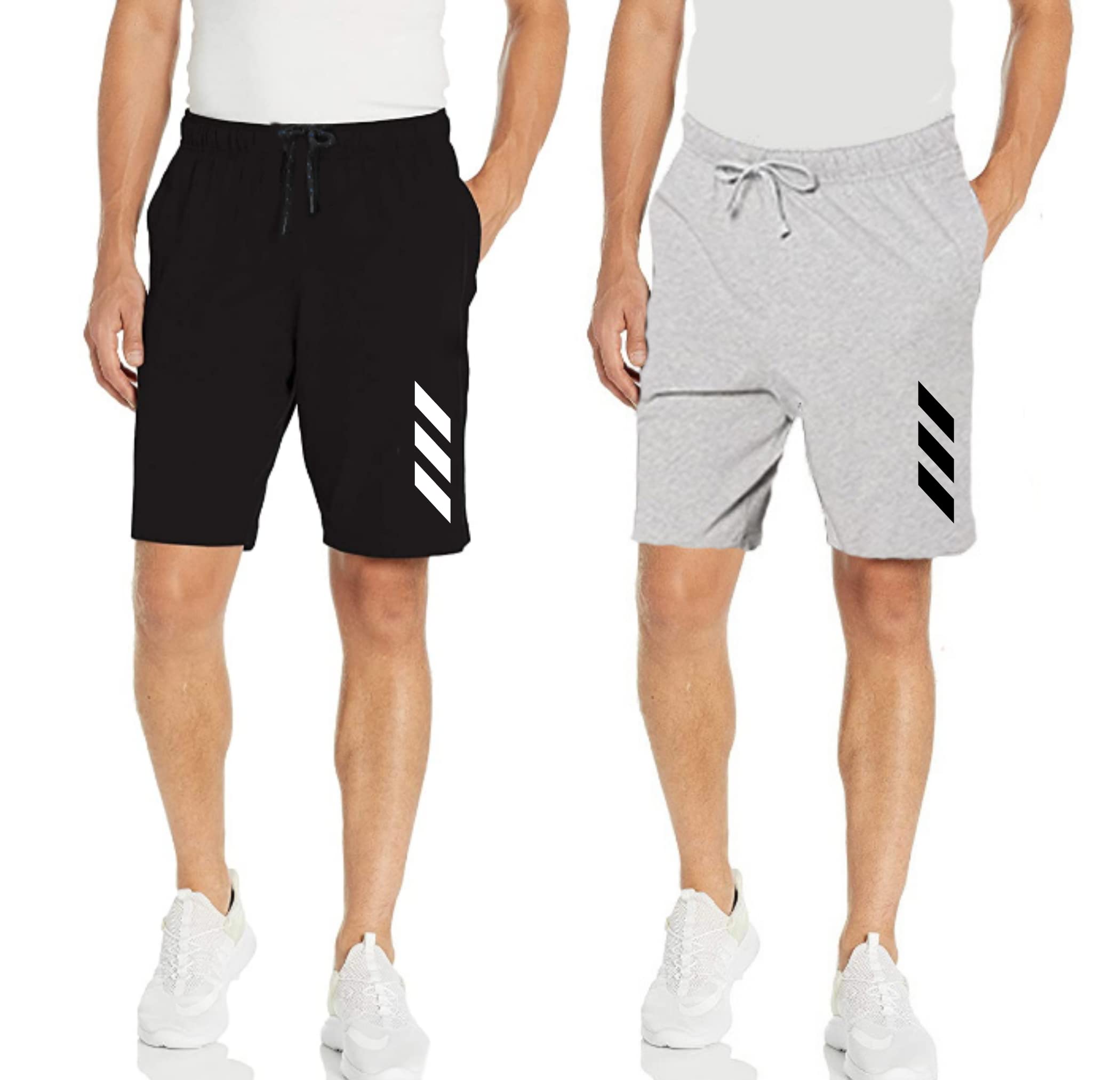 Plus Size Men's Shorts with Pocket|Casual Knit Shorts|Printed Shorts|Over Sized Shorts|(S,M,L,XL,XXL,3XL,4XL,5XL) Combo Pack of 2