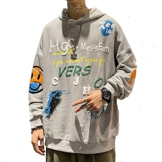 Amazon メンズオーバーサイズパーカー プリント ヒップホップ トレーナー パーカー 通販