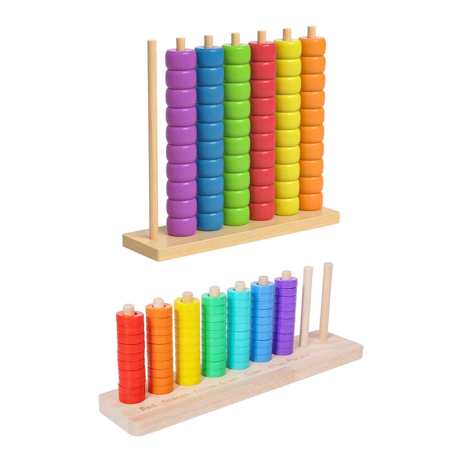 2 Juegos Color Stacking Beads Juguetes Apilables Madera Educativas Desarrollo Motricidad Fina Adecuado para Niños Fiestas Decoración Hogar Apr, Style B