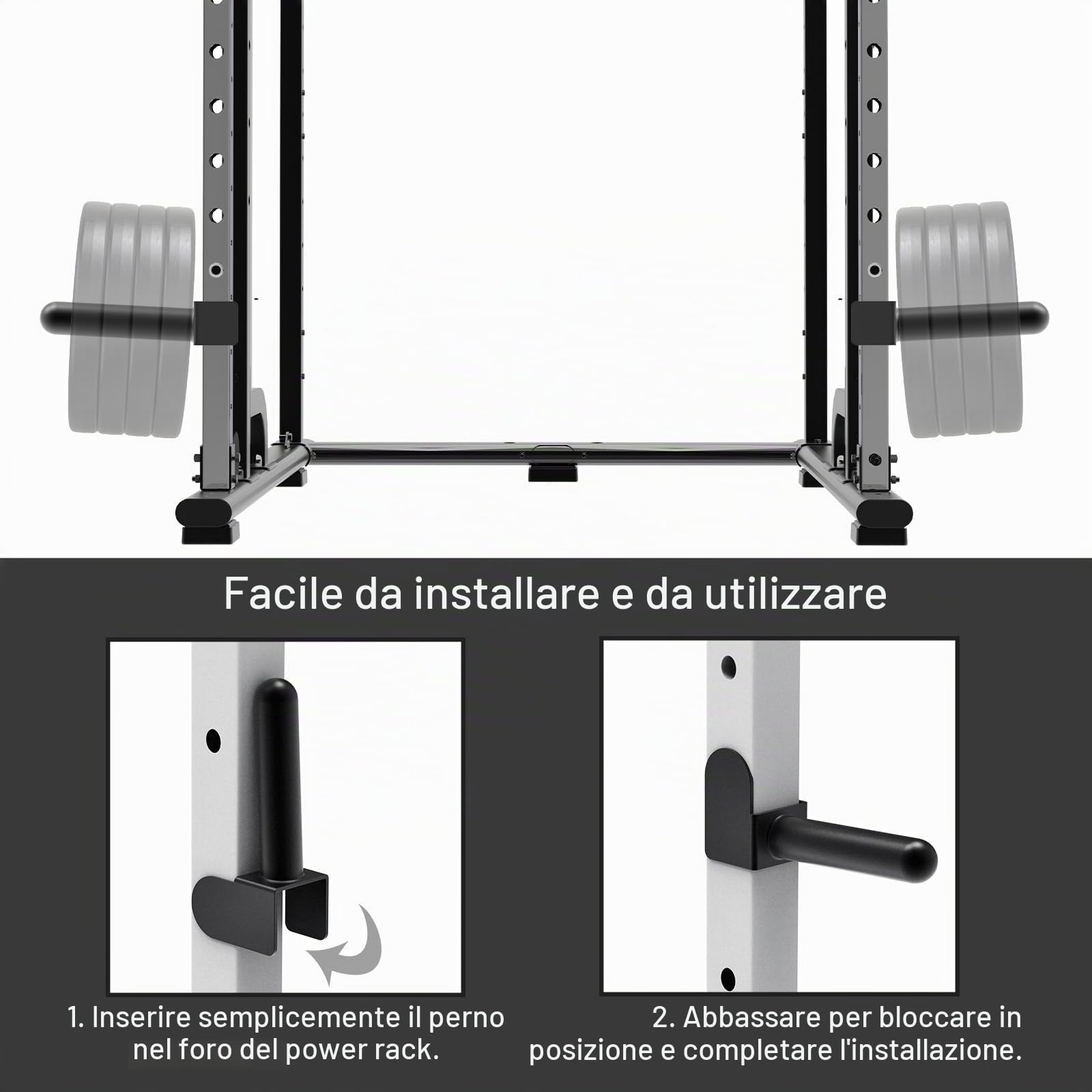 Kipika Supporto per pesi olimpico 3 x 3, in acciaio resistente, adatto per piatti da 5,1 cm su rack 3 x 3 con fori da 2,5 cm o 5/8", capacità 136 kg ciascuno, set da 2