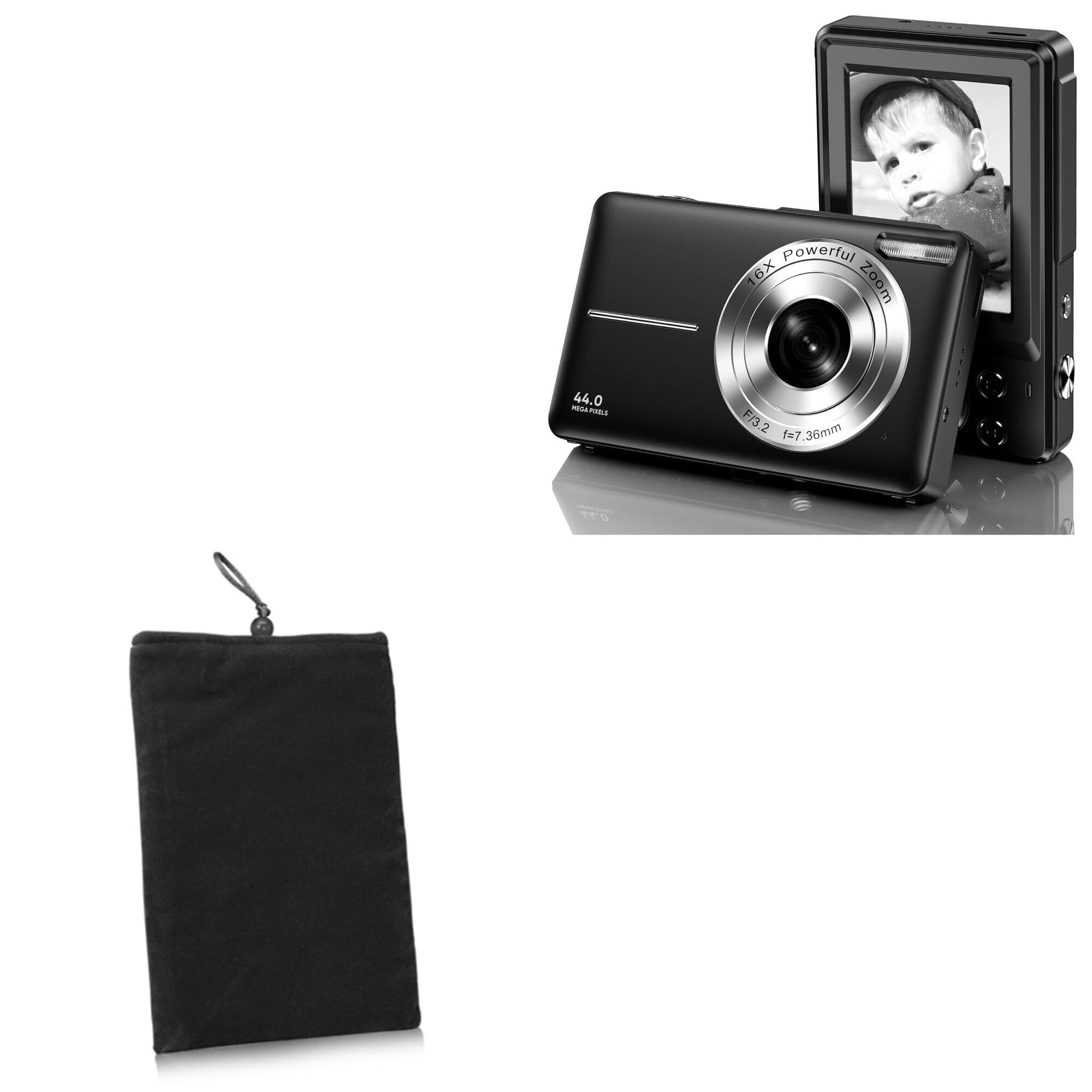 BoxWave Case Compatible with IWEUKJLO DC403 (2.4 in) - Velvet Pouch, Soft Velour Fabric Bag Sleeve with Drawstring - Jet Black