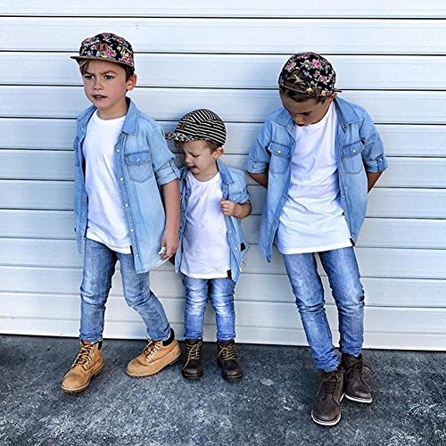 Honganda Fashion Kids Toddler Baby Boy Girl Adjustable Sleeve Button Down Denim Shirt Tops Blouse2
