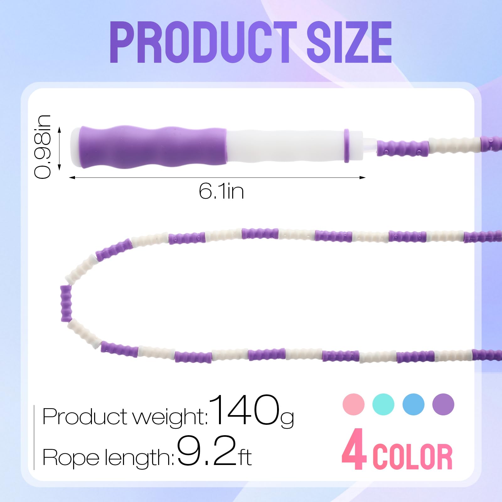 Yunsailing Springseile für Erwachsene und Kinder, 2,8 m, verstellbare Länge, segmentiertes Springseil, Großpackung für Feldspiele, weiche Perlen-Springseile für Damen und Herren, Training