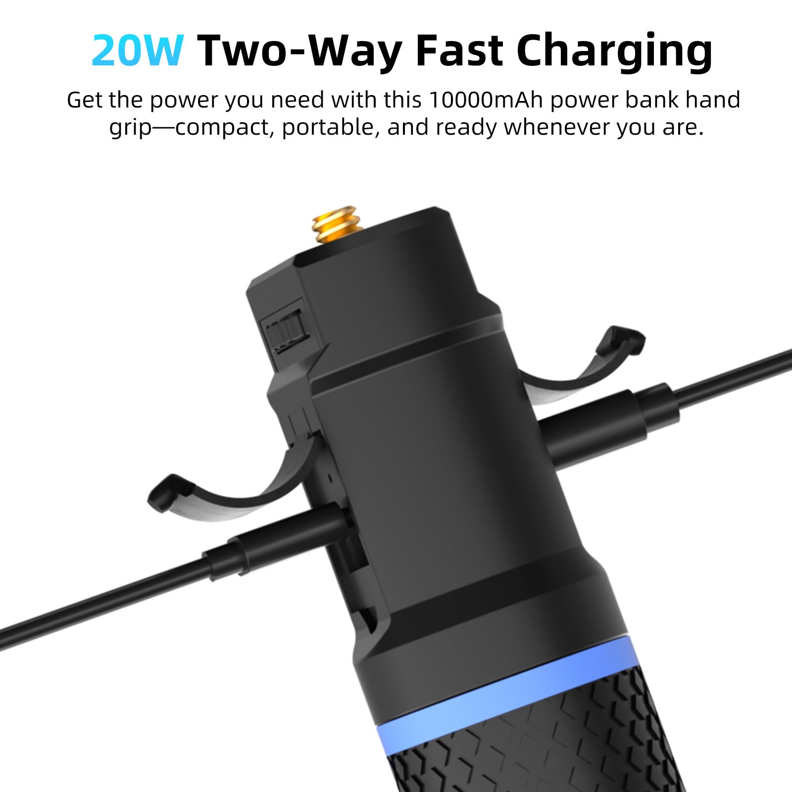 Newmowa 10000mAh Impugnatura Power Bank, Treppiede selfie ricarica PD/QC per Fotocamere digitali,GoPro Hero 13/12/11/10/9/8/MAX/7-3, DJI OSMO Pocket 3/ Action 6/5/4,YI Action Camera, Insta360 & Phone