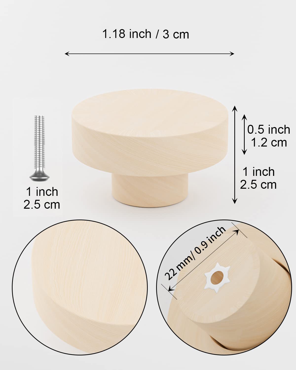 Amazon.co.jp: Zepolu 木製キャビネットノブ 12個 ナチュラルラウンド 