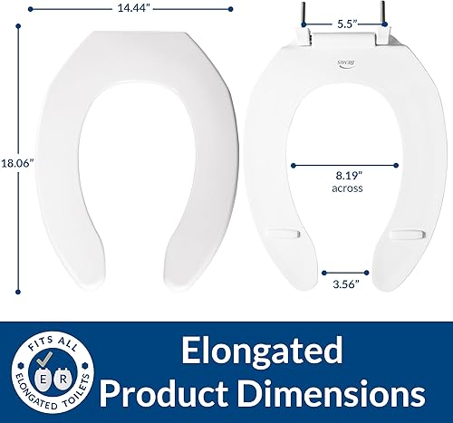 Miniatura 3 de CHURCH 255 000 - Asiento de inodoro con parte delantera abierta, resistente, sin tapa, alargado, plástico, color blanco