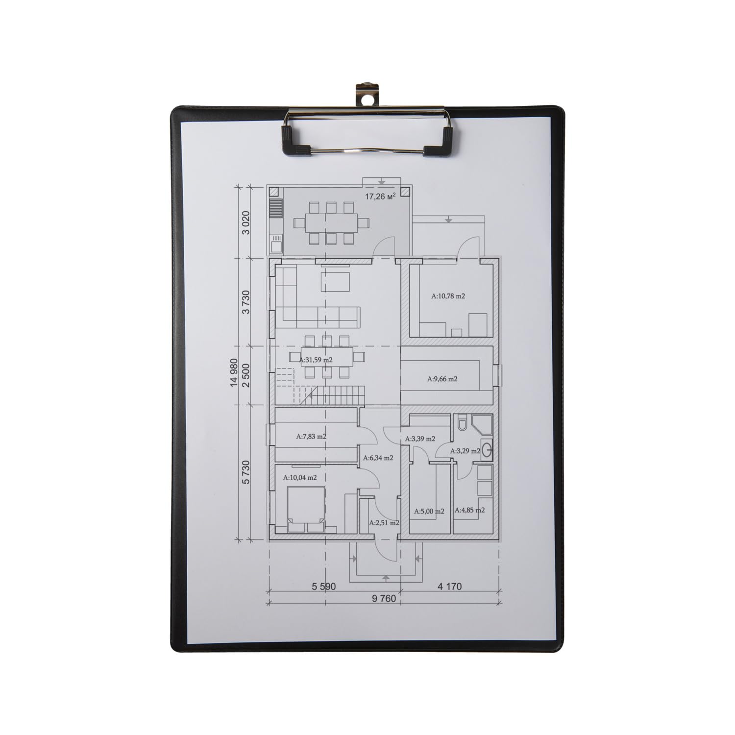 Idena 11373 - Portapapeles para DIN A4, formato vertical, portapapeles revestido de PVC negro, certificado FSC-Rec