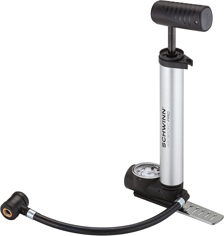 Air Sport Mini Bike Pump, Foot to Floor or Hand Pump Option, Fits Schrader and Presta Valve Types, Easy-to-Carry Portable and Convenient Design, Bicycle Essentials for Easy Road Riding