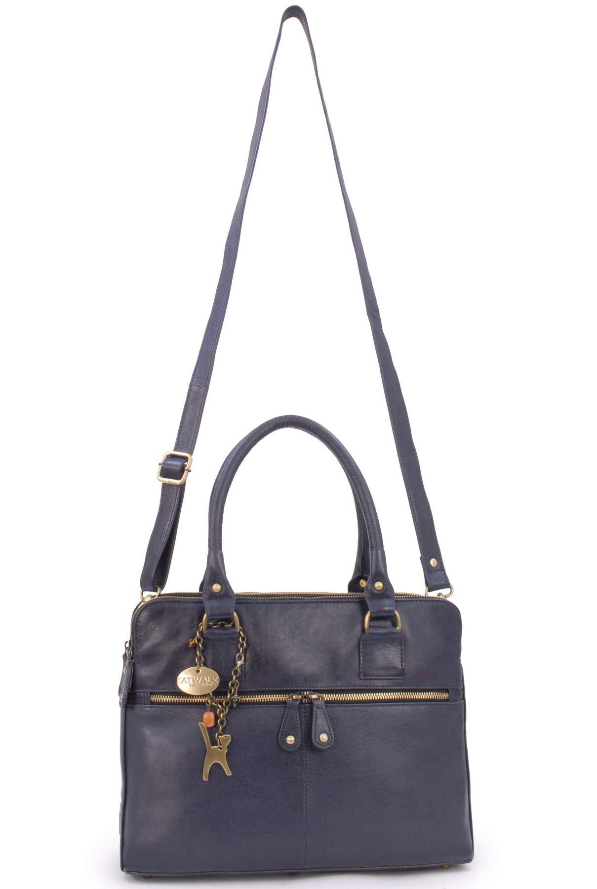 Catwalk Collection Handbags - Damska Duża Skórzana Torba na Ramię - Torebka Typu Tote z Przegrodami - Dodatkowy Regulowany Pasek - Victoria
