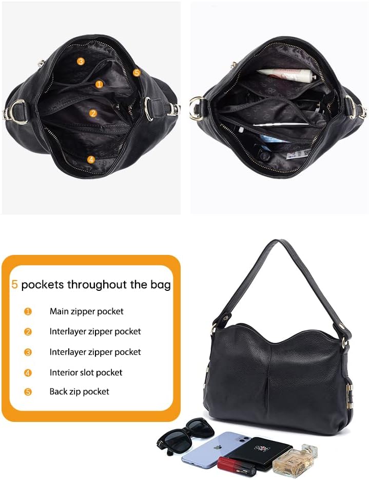 zency Women's Genuine Leather Bag Shoulder Bags Female Casual Hobos Crossbody Lady 2023 Summer New Shopper Handbag