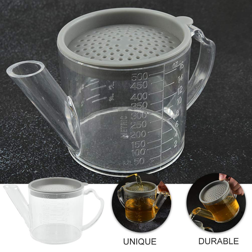 Yardwe 500ml Oil Strainer Pot Grease Can Oil Storage Can Container Suitable for Storing Frying Oil and Cooking Grease