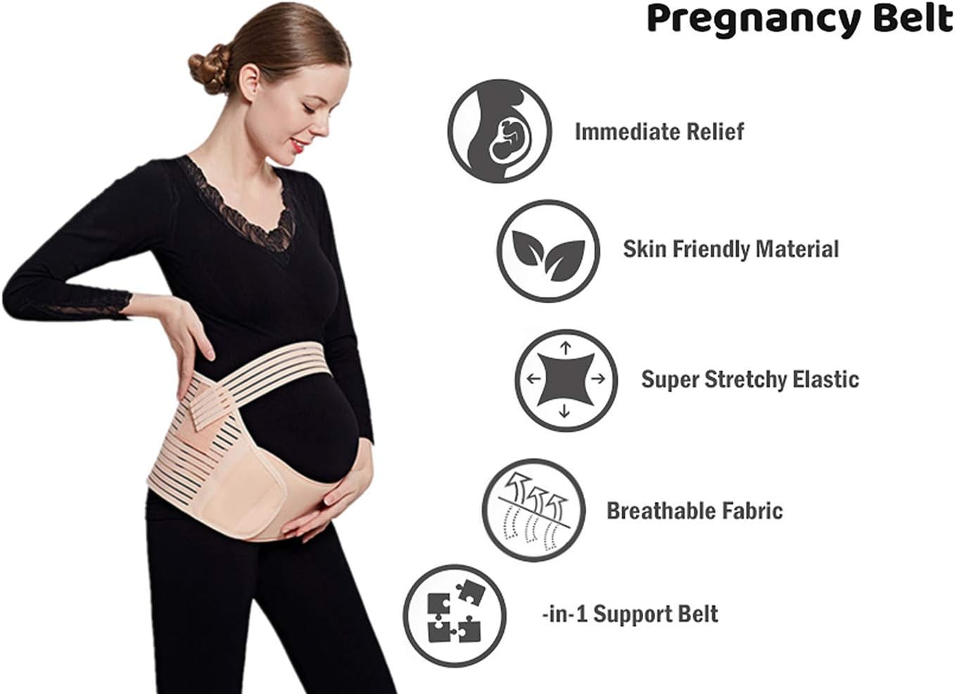 JADE KIT Pregnancy Belt, 3 in 1 Elastic Belly Band for Pregnancy, Maternity Belt Waist Care Binder Brace Prenatal Protector, Pregnancy Belt Belly Support for Pain Relieve, Mothers Day Giftse L - Image 4