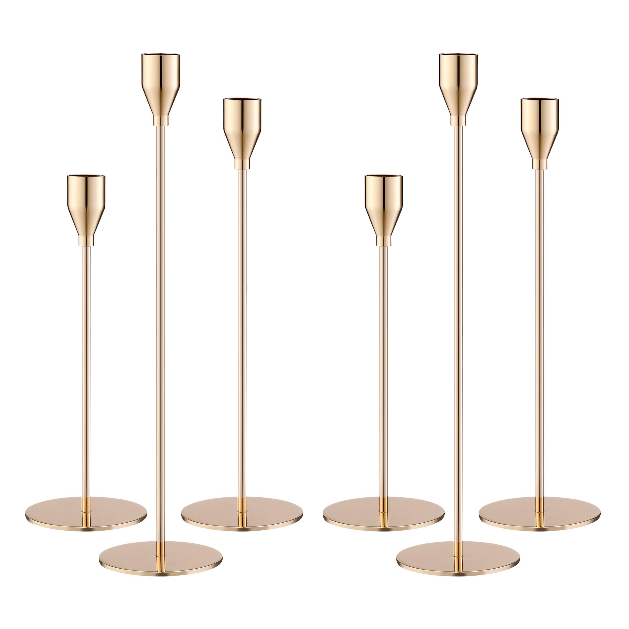 6 Pcs Candelabros para Velas,Candelabros Decorativos de Velas,Candelabro Dorado de Boda Decoración Vintage, Adecuado para Cena romántica a la luz de Las Velas, Aniversario, Fiesta de Bodas