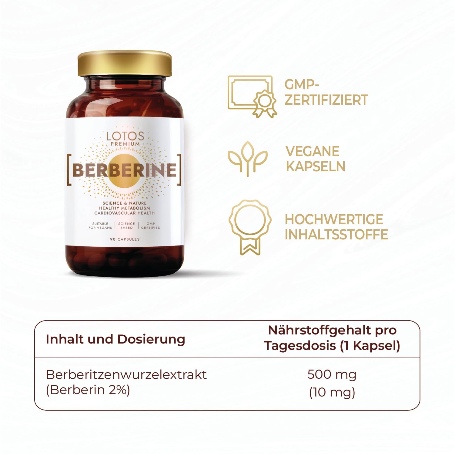 Berberin 500mg - 90 Kapseln 3er Pack - Für Veganer Geeignet - Maximale Absorption Berberis Aristata Wurzel - Hochdosiert, Ohne Zusatzstoffe, GMP-Qualität