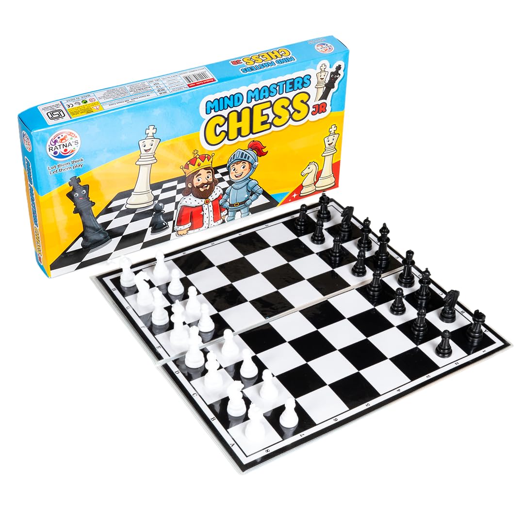 Ratna's Mind Masters Chess Junior, Educational Strategy Board Game for Kids, 29 cm Board with Black and White Pieces-image-27