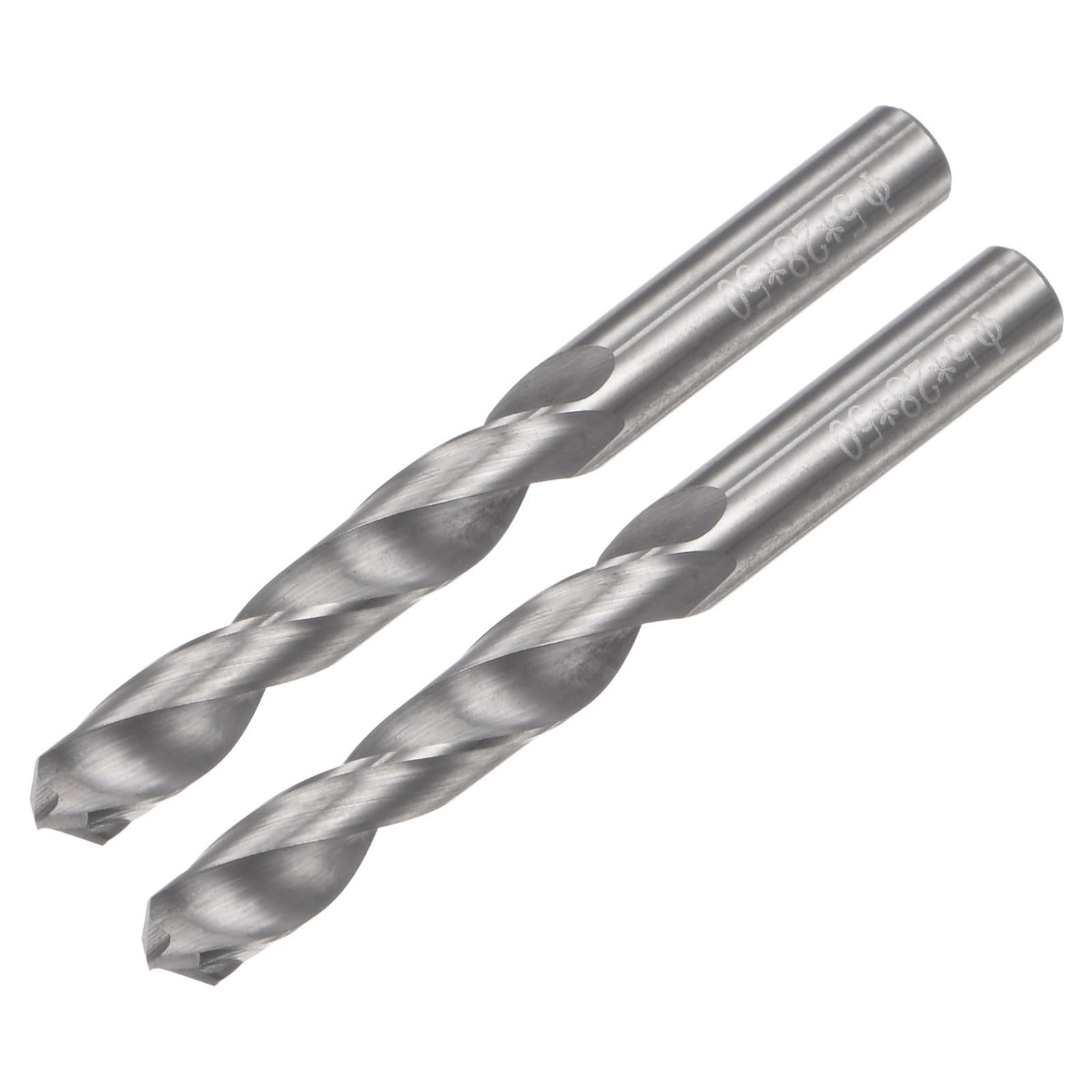 YOKIVE 2 Pcs Solid Carbide Drill Bits, 5mm C2/K20 Tungsten Carbide Tipped 118° Standard Point, Great for Iron, Metalworking, Stainless Steel, Aluminum