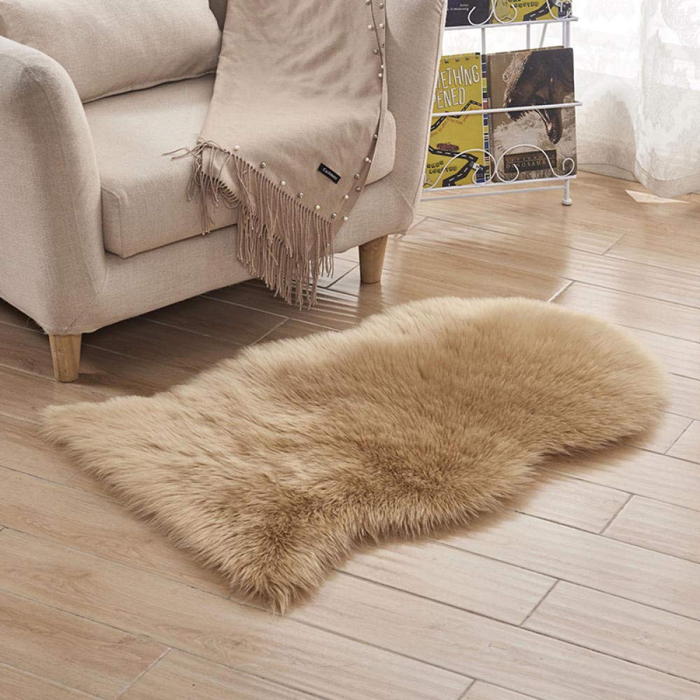 Faux Lammfell Teppich Shaggy Kunstfell Schaffell Lammfellimitat Teppiche Longhair Fell, Universal für Wohnzimmer Schlafzimmer Kinderzimmer Esszimmer Auto Bettvorleger Sofa Matte 60 * 150 cm