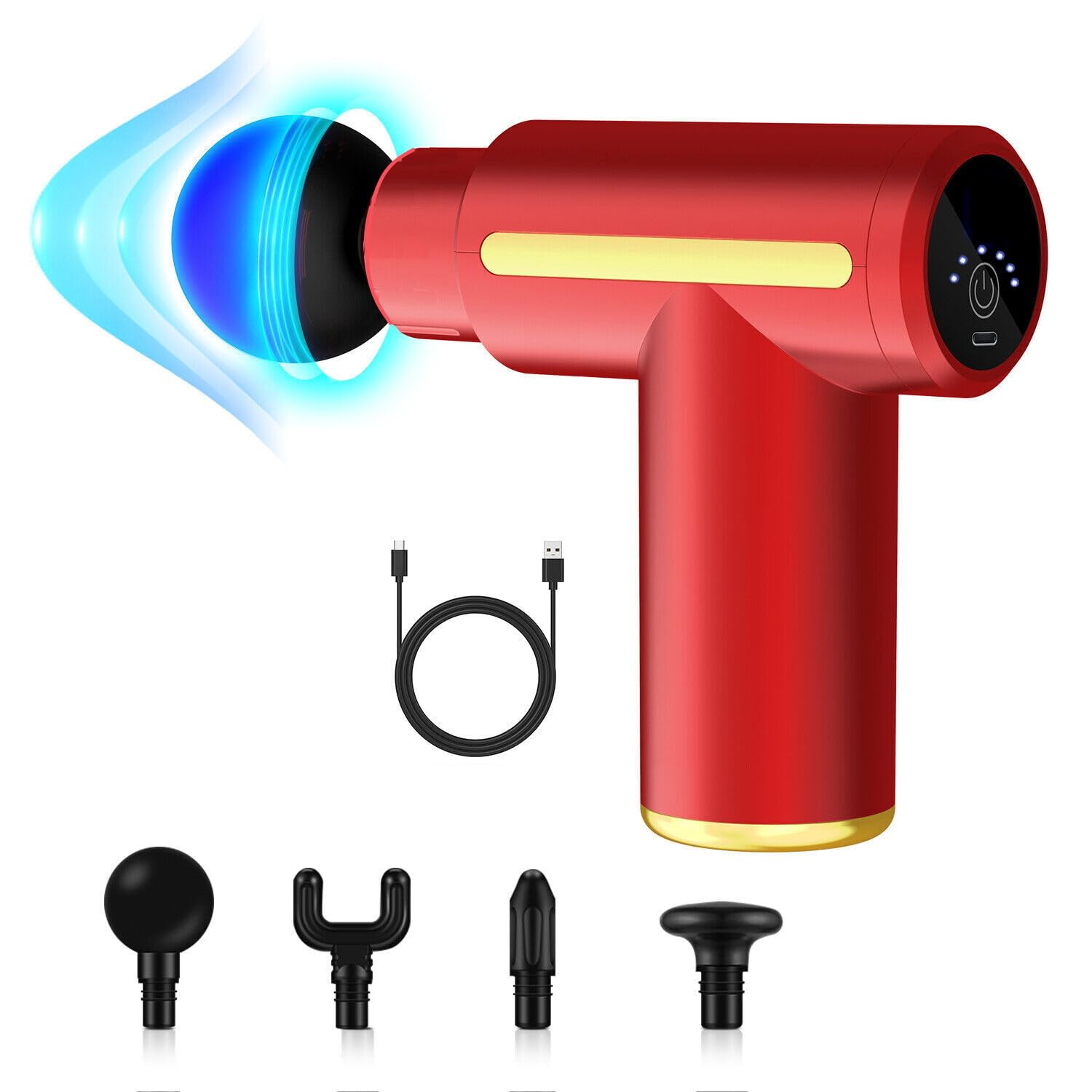 FFitness Pistola Massaggio Muscolare Mini Pistola Massage Gun Massaggiatore 6 Livelli Regolabili e 4 Testine di Massaggio