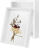 CROISSANT 2 Pack 4x6 White Shadow Box Frames - HD Glass MDF Wood for Flower Pressing, Seashells, Pet Memorials & Photos