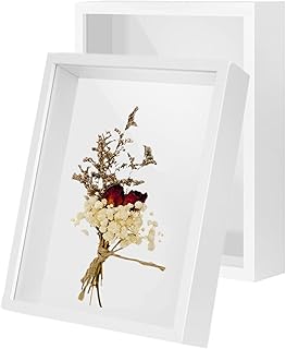 2Pack 4x6 Shadow Box Frame,HD Glass Wooden White Hollow Photo Frame,White Frames for Flower Pressing, Seashell Display Box ,Pet Memorial Shadow Box ( 2Pack 4X6)