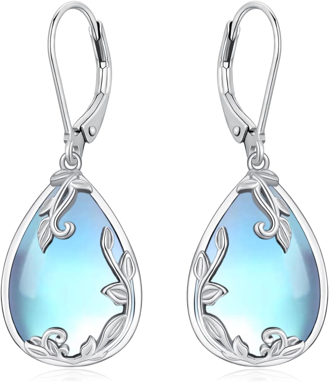 Celtic Filigree Earrings 925 Sterling Silver Teardrop Gemstone Dangle Earrings Fine Jewelry Gifts for Women