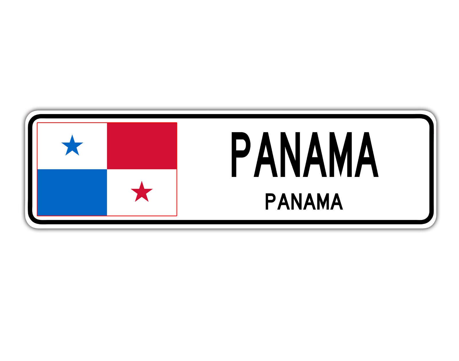 Biopracess Warningsigna5746 Panama, Panama Street Sign Panamanian Flag City Country Road Wall Gift Street Sign 4X16 Inches