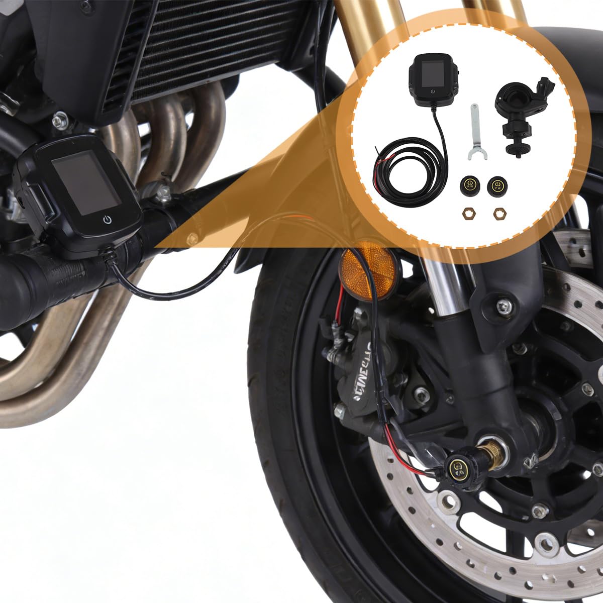 Ubric Sistema di Controllo della Pressione dei Pneumatici, Compatibile con Moto, Veicoli elettrici e Due Ruote