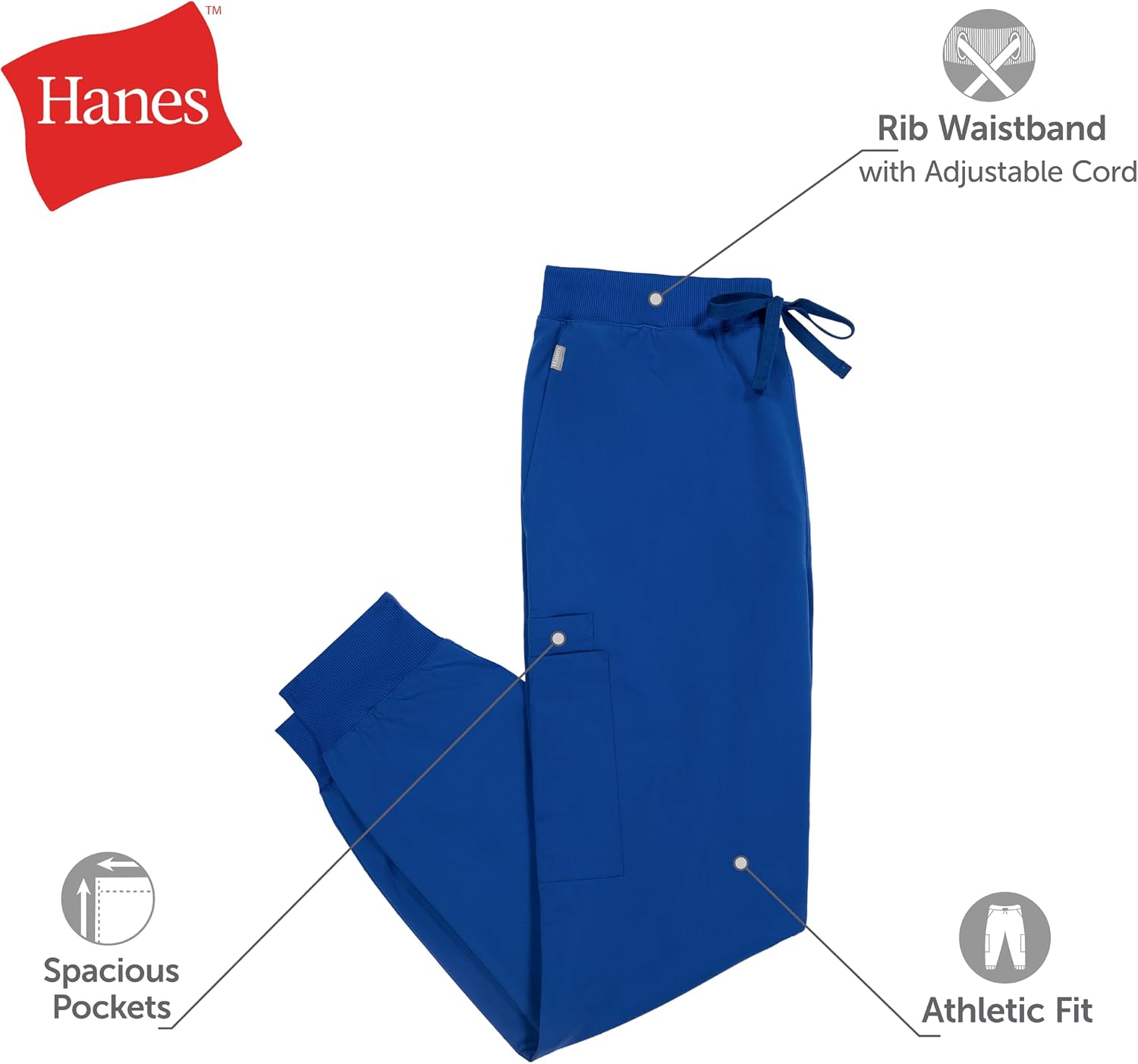 Hanes Men's Scrubs Healthcare Joggers, Scrub Joggers for Men, Moisture-Wicking & Odor Control, Multiple Pockets