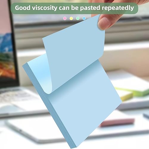 Miniatura 3 de Paquete de 8 notas adhesivas de colores, almohadillas autoadhesivas de 3 x 3 pulgadas con 640 hojas en total, 80 hojaspaquete, perfectas para