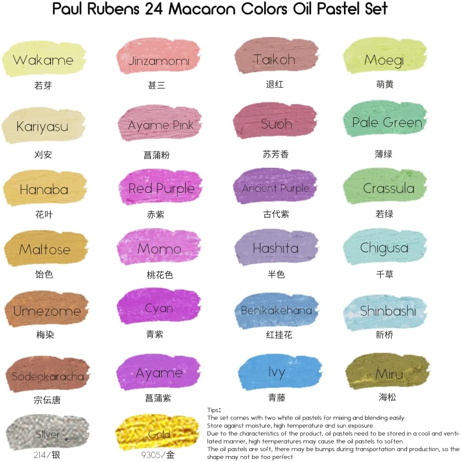 Paul Rubens Art Supplies Oil Pastels, 26 Pastels Colors Artist Soft Oil Pastels Vibrant and Creamy, for Artists Beginners Students Painting Drawing : Arts, Crafts & Sewing