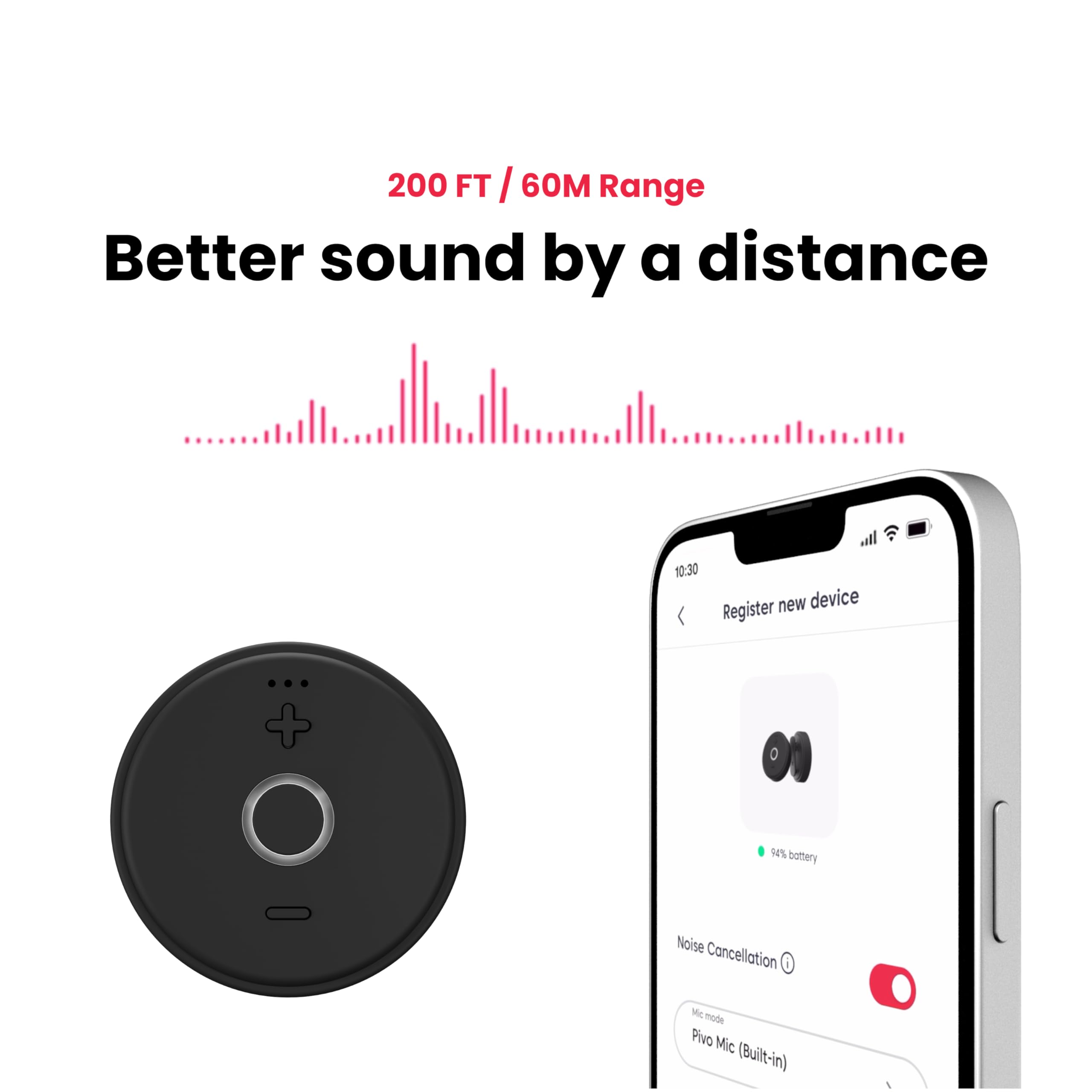 Pivo Wireless Mic lavalier clip-on for lapel Bluetooth professional ultra functional and compact microphone for iPhone and Android