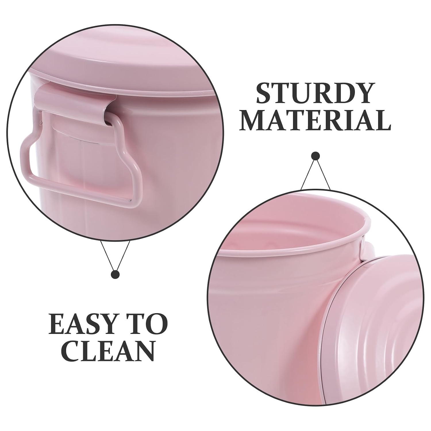 Mini Trash Can with Lid, Iron Desktop Garbage Bin for Office and Bathroom, Hot Pink Small Wastebasket and Makeup Brush Storage Container for Home Organization