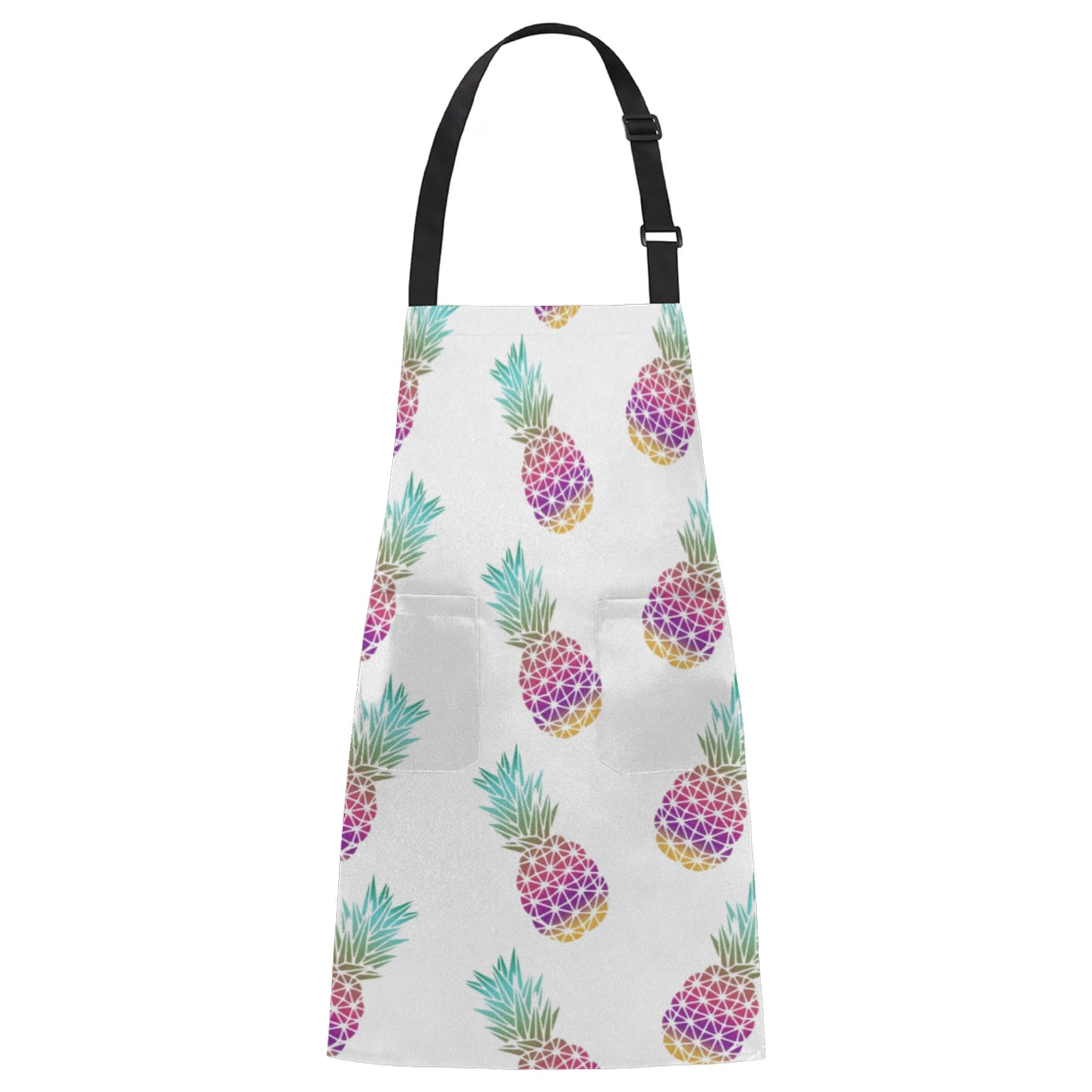 Aglebo Colored Pineapple Chef Apron with Pockets Adjustable Shoulder Strap Waterproof Cooking Apron for Kitchen Baking Gardening Pottery Painting