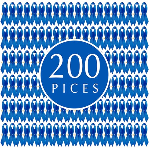 Image of Curvier 200PCS Blue Satin Awareness Ribbons Lapel Pins Diabetes Awareness Ribbon