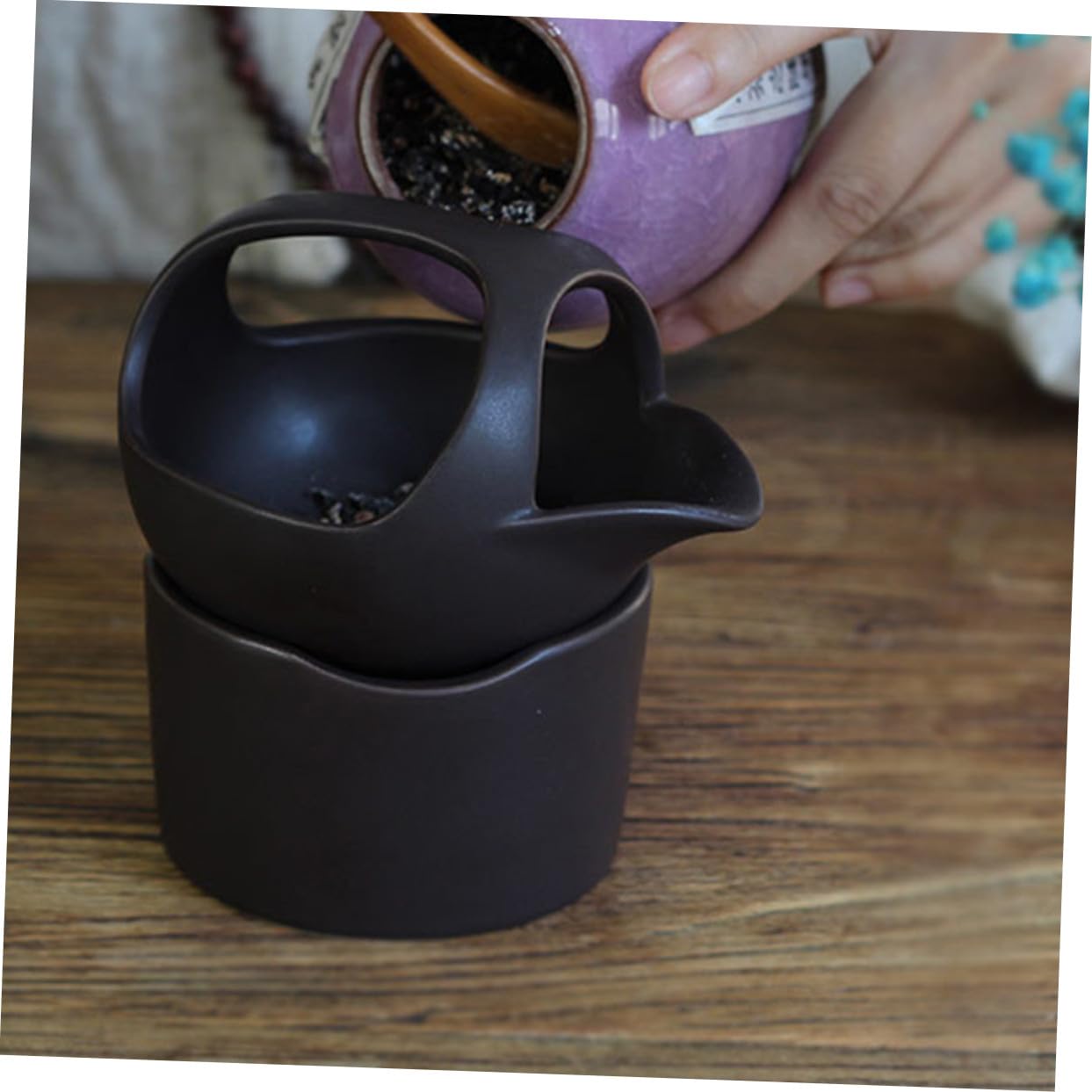 TOYANDONA Mini Tetera y Infusionar Té Marrón Ligera y Portátil de Cerámica Soporte para Vela, Herramienta Práctica para Hornear en Casa