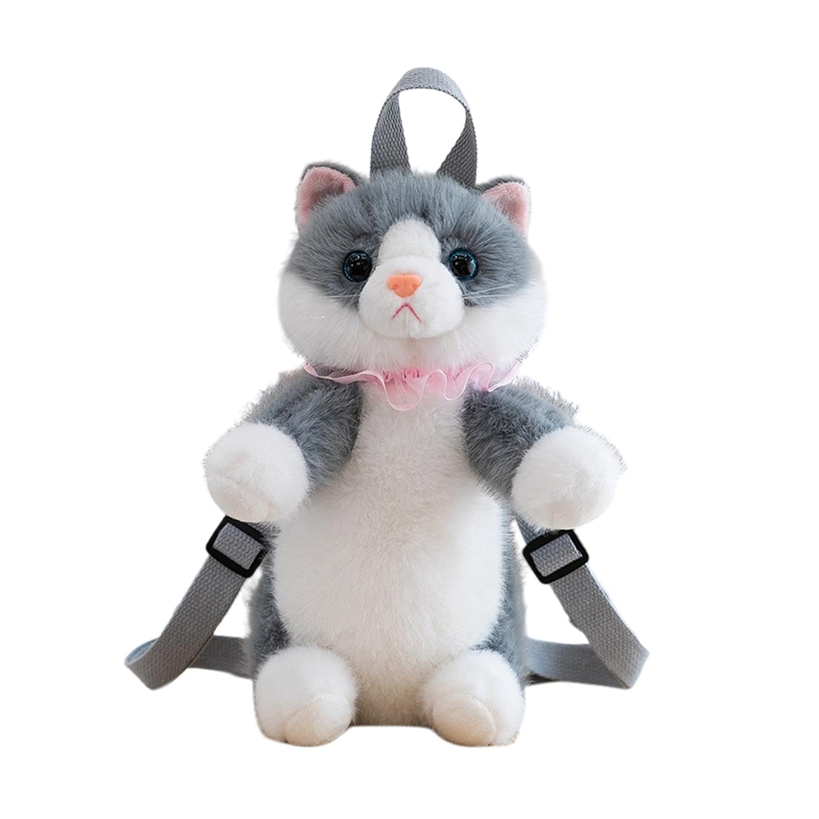 Cat Shaped Backpack Cartoon Women Gift Simulation Kitten Lightweight Daypack Gray-image-45