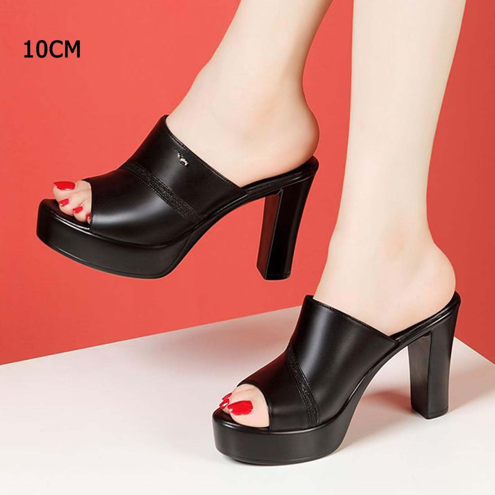 HNVAVQ Mules con Plateau Donna Sandali Estivi Tacco Largo Comodo Scarpe da Ufficio Cerimonia Elegante 8cm/10cm