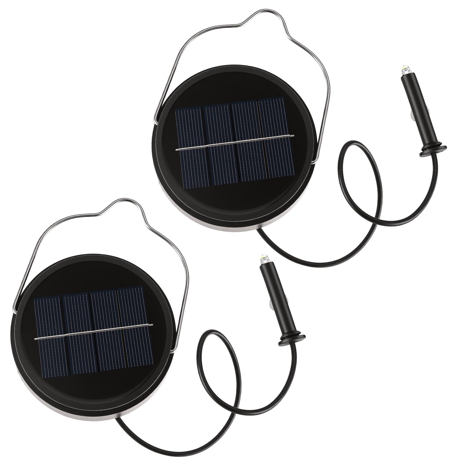 2 PCS Solar Light Replacement Top, Polysilicon LED Panel for Outdoor Hanging Lanterns, Waterproof Solar Lantern Replacement Parts for Garden Patio Decoration, Black