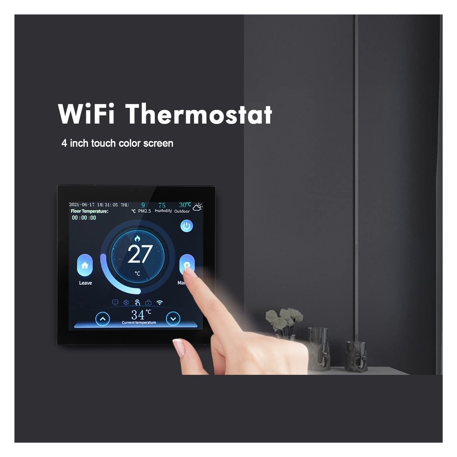 Czujnik termometru, LCD Kolor ekranu Tuya Smart Wifi Termostat elektryczny ogrzewanie podłogi/podłoga podłogowa/ogrzewanie ściany termostat ogrzewania kotła(Wit,ME160 16A)
