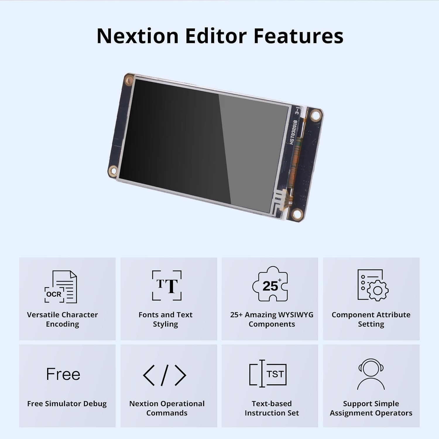 Digitalkey NX4024K032 Display Nextion LCD IoT da 3,2 Pollici, Risoluzione 400x240, MCU 48MHz, 16MB Flash, Kit con Display HMI, Cavo XH2.54 4P, Scheda Test Alimentazione per Dispositivi Smart