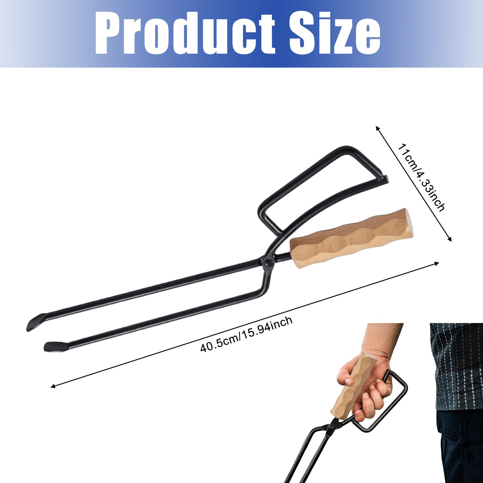 Szczypce do drewna opałowego, 40 cm, ciężkie, uniwersalne szczypce do drewna opałowego, szczypce do drewna opałowego, szczypce do drewna opałowego i piece, para rękawiczek