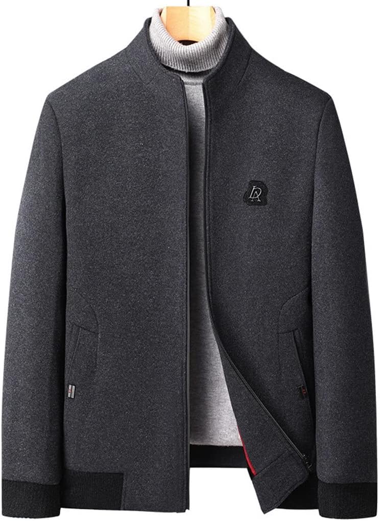 Autumn Standing Collar and Cotton Men's Casual Jacket Middle-aged Age Wool Coat Man's Jacket