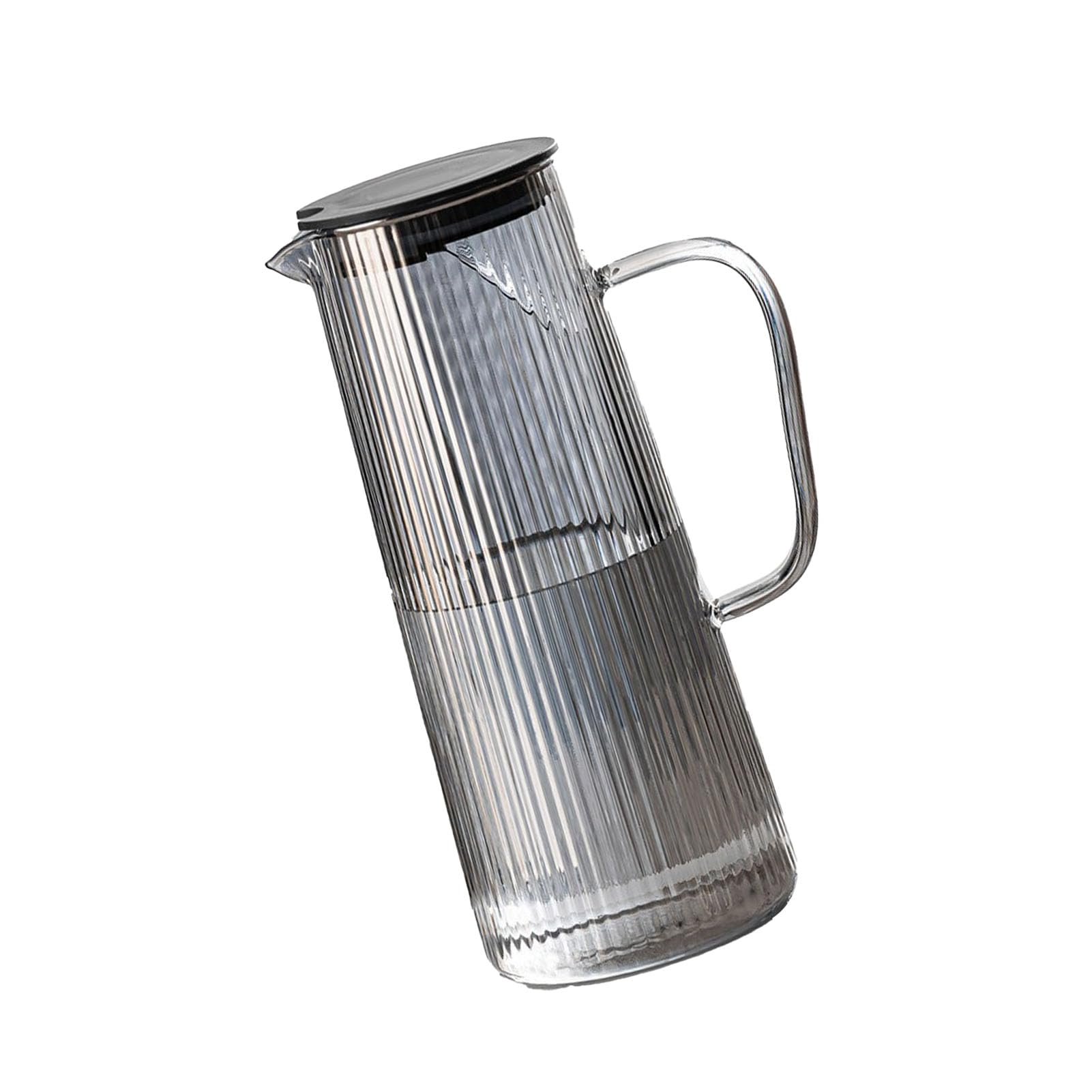 Cocoarm Juego de Jarra de Vidrio, Juego de Jarra y Taza de Agua de Vidrio de Borosilicato Alto, 1450 Ml con 4 Tazas, Tapa de Acero Inoxidable 304, de Agua Fría Resistente Al Calor para el Hogar,