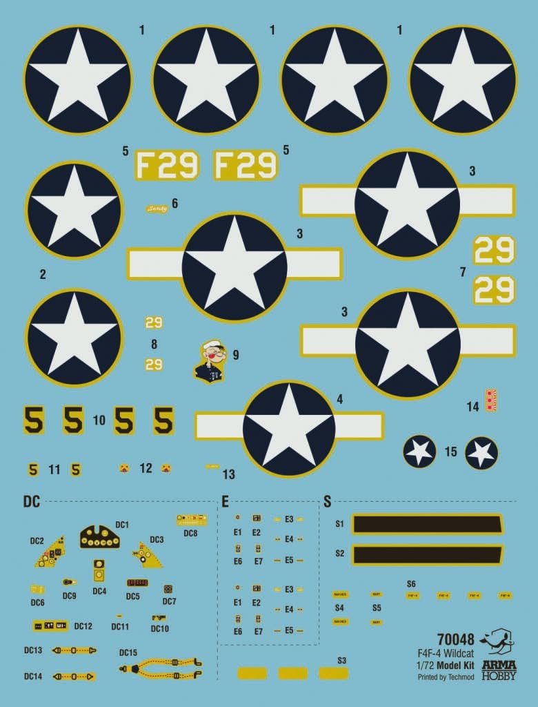 Arma Hobby 1/72 Scale F4F-4 Wildcat - Plastic Model Building Aircraft Kit, Item # 70048