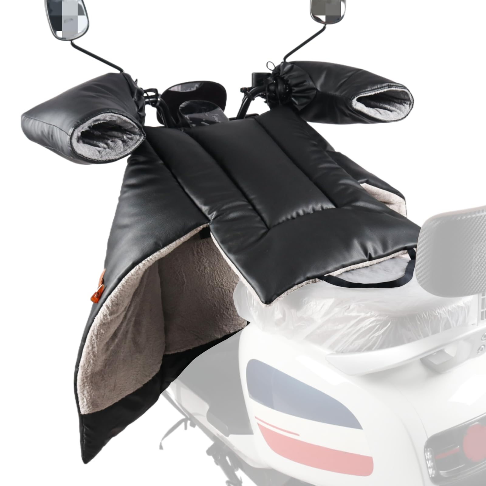 Couvre Jambe Scooter, Protection Tablier Couvre Jambe Scooter avec Gants de Guidon, Tablier Scooter Epais Universel Imperméable, Housse de Jambe de Scooter avec Manchon de Guidon(PU)