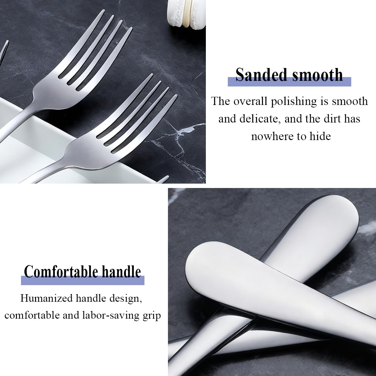 Berglander Set di 24 forchette da tavola in acciaio inox, 18,5 cm, per cucina, hotel, ristorante, lavabili in lavastoviglie